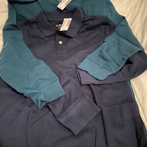 Two Long Sleeve Uniform Polos- Boys Size 10-12 or Large
